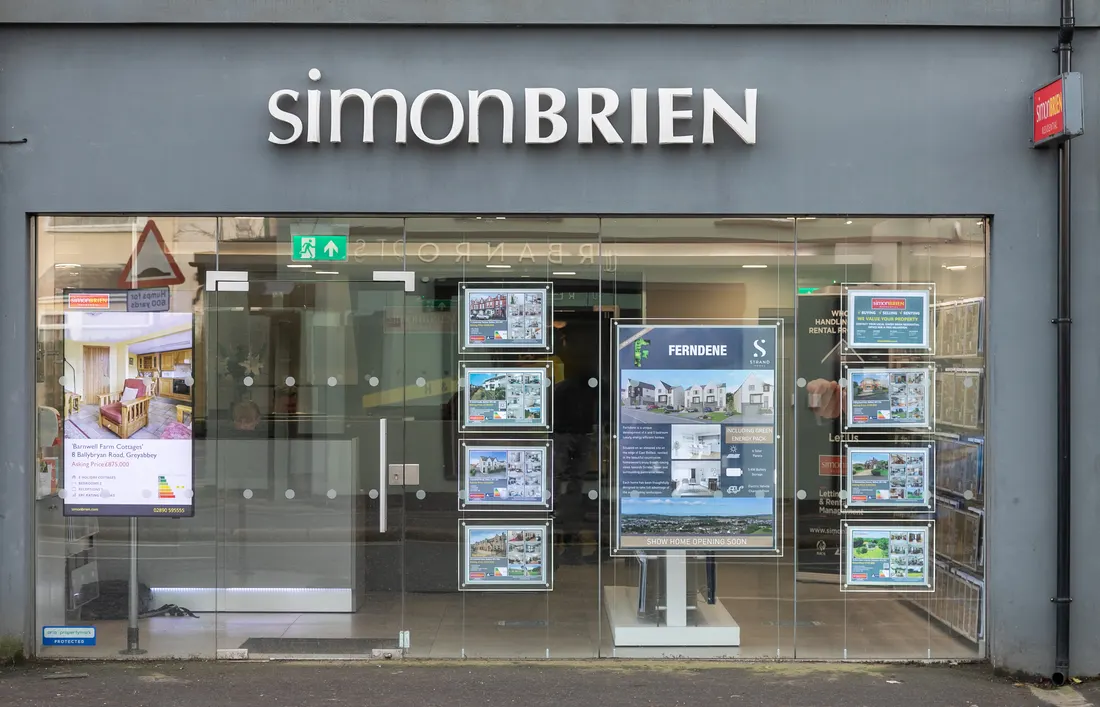 Simon Brien estate agency branch signage in Belfast