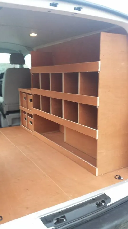 Van racking system fitted to a work van